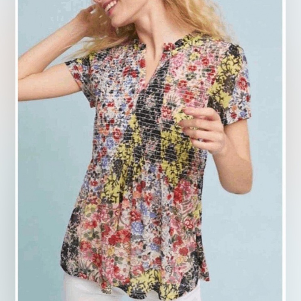 Anthropologie Floral Multicolor Blouse